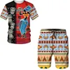 Men's Tracksuits Summer 3D African Print Men/Women Casual T-Shirts Shorts Set Round Neck Casual Couple Streetwear Fashion Beach Sportwear 230720