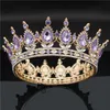 Oro Viola Queen King Corona nuziale per le donne Copricapo Prom Pageant Matrimonio Diademi e corone Accessori per gioielli per capelli 2106162961