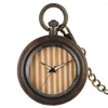 Relojes de bolsillo Cadena colgante de reloj de cuarzo con esfera grande de madera especial para hombres y mujeres