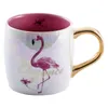 Mugs Mug With Lid And Spoon Cartoon Ceramics Flamingo Coffee Milk Cute Breakfast Cup Valentine's Day Wedding Birthday Gift