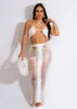 Abiti da lavoro Echoine Summer Sexy Beach Gonna in nappa lavorata a maglia Set Halter senza maniche Crop Top Long Two Piece Women Holidays Outfits