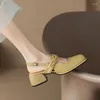 Jurk Schoenen Grote Maat Oversized Grote Vierkante Tenen Dikke Hak Plooien Pumps Vrouwen Eenvoudige En Elegante Comfortabele Bruiloft