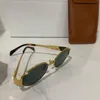 Triomphe Lady Ovale Sonnenbrille Cl40235 Damen Golddrahtrahmen Grüne Linse Metallspiegelbein Triplet-Signatur am Bügel Offizielles Original Braun