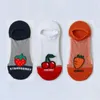 Women Socks 3 Pairs Silk For Invisible Thin Transparent Cute Fruit Gilrs Shallow Mouth Boat