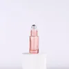 Mini etherische olie glazen flessen 5 ml 10 ml roze roll-on fles met roestvrijstalen rolbal voor reizen Cxaxl