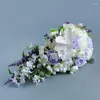 Wedding Flowers Waterfall Purple Bridal Bouquets Artificial Peony Rose Party Props Cascading Holding Flower