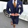 Senaste kappa pant Navy Blue Men Suits For Wedding Prom Man Blazers Groom Tuxedos Terno Masculino Costume Homme 3 Piece261J
