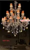 Chandeliers 24 Pcs Retro Wrought Iron Chandelier Lamp Led Candle Amber Crystal Lighting For Foyer El Fixtures Villa Lamparas