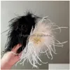 Клипы для волос Barrettes Fashion Black White Ostrich Feather Claws 2023 Осенний Зимний корейский плюшевый пушистый клип.