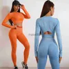 Женские спортивные костюмы Fitness Women Sport Set Set Top Yoga с длинным рукавом и леггинсами костюмы для женской одежды тренажерный зал тренировочный набор йога спортивная одежда J230720