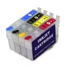 Lot de 2 cartouches d'encre de recharge vides de 4 couleurs sans puce pour Epson WorkForce WF-2861 WF-2810 WF-2830 WF-2835 WF-2860 WF-2850 WF-28221C