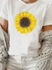 T-shirt à manches courtes pour femmes imprimé papillon d'été T-shirt à manches courtes européen de tournesol T-shirt à manches courtes pour femmes