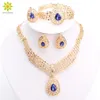 Dubai Fashion Vintage Luxury Rhinestone Bridal Necklace Earring Armband Ring African Costume Gold Plated Smyckesuppsättningar3050