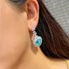 Lussuoso orecchino di design a cuore blu per donna Verde AAA Cubic Zirconia Rame Donna Festa Nuziale Matrimonio Fidanzamento Orecchini di diamanti Gioielli di moda Regalo