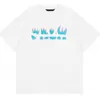 T-Shirt Homme Palm Rainbow Homme Blanc Manches Courtes Femme Coupe Regular Imprimé Rstars Turning Into Angel Logo En Tissu Rouge Et Bleu Tee 100% Coton