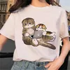 Camiseta de verão nova manga curta coleção feminina dia das mães Puk estampa de desenho animado gato manga curta