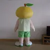 Trajes de mascote de menino de limão Tema animado Homem de fruta de limão Cospaly Mascote de desenho animado Personagem de festa de carnaval de Halloween Costume202P
