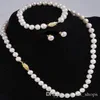 Whole 7-8MM White Akoya Cultured Pearl Necklace Bracelet Earring Set 18''308r