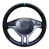 Car Steering Wheel Cover Hand-stitched Black Genuine Leather Suede For BMW E46 325i E39 E53 X5266P