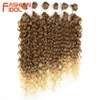 Perruques synthétiques Afro Kinky Curly Hair Bundles Synthétique 24-28 pouces 6pcs / lot Ombre Blonde Weaves pour les femmes noires 230227