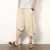 Herrbyxor japansk stil bred ben silid män kung fu stor storlek baggy yoga drop crotch streetwear harem byxor 230720