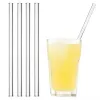 Clear Glass Straw 200*8mm Återanvändbart rakt böjt glas Drickslag med pensel Eco Friendly Glass Straws For Smoothies Cocktails 0323 LL