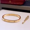 Designer Armband Classic Love Armband 4 Diamond Armband Titanium Steel Bangle Gold-Plated Never Fading Nonallergic, Gold/Silver/Rose Gold 18K Rose Gold