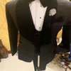 Real PO Check Groom Tuxedos Shall Klar Men Partry PROM Dinner Blazer Pants Kamizel Bow Towt W5882277