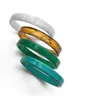 UJBOX 1PC Japanese Korean Simple Multicolor Flat Acrylic Resin Bangles Emerald Imitation Jade Bracelet Circle Wrist Jewelry L230704