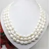 Natural 8 10mm White Pearl Long Necklace Big Barock Beads 45 Inches253q