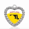 Colar Maryland Outline Charme Círculo Coração Vintage Pingentes Moda Charme Colar Para Mulheres Homens Jóias Faça Você Mesmo 266l