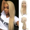 13x4 Kant Frontale Pruik #613 Kleur Bleach Blonde 26 Inch Remy Braziliaanse Menselijk Haar Pruiken Rechte HD Kant met Baby Hair2747