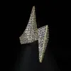 Anelli con fulmini in oro bianco 14 carati con diamanti Bling ghiacciato Anello Hip Hop con zirconi da uomo di lusso Anello Deisnger Regali Jewelry212T
