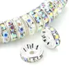 Tsunshine 100pcs Rondelle Spacer Crystal Charms Koraliki srebrne platowane czeskie dhinestone luźne koraliki do biżuterii tworzące majsterkowanie bransoletki 306Q