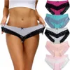 5pcs Set Cotton Panties Womens Underwear Sexy Lace Cute Bow Female Underpants Briefs Solid Color Soft Lingerie S-xxl Design301G