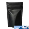 100 Uds. Bolsas de paquete con cierre de cremallera de sellado térmico papel de aluminio Mylar Tear Notch negro mate bolsa de pie Whole264r