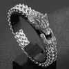 Link Chain Fashion Vintage Punk Viking Wolf Charm Bracelet Men's Stainless Steel Mesh Rock Jewelry PreferredLink268h