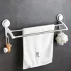 Dual-schicht Schiene Regal Saug Handtuch Rack Edelstahl Wand Halterung Bad Handtuch Halter Rack Bad Küche Zubehör L230704