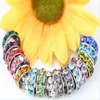 100 pcs lot 10mm 12mm White mixed multicolor Rhinestone Silver Plated Big Hole Crystal European Beads spacer Loose Bead Bracelets256S