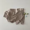 Macacão de bebê sólido legal sem mangas macacão de criança solto confortável casual macacão roupas infantis crianças meninas macacão 0-24m 230720