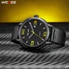 WEIDE Hoge kwaliteit merk mode casual kalender quartz analoog auto datum heren klok horloges zwart PU lederen band Hours232n