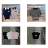 2023 summer t shirt new Women's T-shirt stripe sexy tops Crew Neck knitwear cotton fashion shirt New Knit V-neck Sweater Tees High Street Knitwear size s-xl