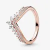 Princess Wishbone Ring Luxury Designer smycken för Pandora 18K Rose Gold Women Wedding Ring med original Logo Box Sets2782