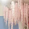 Fiori decorativi 30 cm Fiore artificiale Vite Arte floreale Orchidee Fiore di ciliegio Estendere la stringa Ghirlanda appesa a mano El Wedding