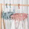 Cintres Racks Sèche-Chaussettes Support De Séchage De Chaussettes Pivotant Cintres De Lingerie Avec 32 Clips Coupe-Vent pour Étendoir À Vêtements Portable Intérieur Extérieur