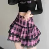 Spódnice lolita ciasto mini gotycka japońska harajuku dziewczyny fioletowe różowe plisowane plisowane spódnica punkowa słodka koronka Kawaii Cosplay Costplay 230720