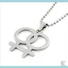 Pendentif bijoux mode arc-en-ciel collier colliers lesbiennes pendentifs pour femmes Gay Pride Sier couleur bijoux perle chaîne lien 24Inc305T