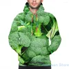 Herrtröjor herrar tröja för kvinnor roliga broccoli tryck casual hoodie streatwear