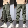 Pantaloni da uomo Casual Baggy Cotton Cargo Pantaloni in vita elastica cachi tattici stile coreano