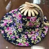 Wide Brim Hats Women Folding Fan Hat 2 In 1 Portable Foldable Bamboo Hand Sun Sunscreen Floral Cap Travel Summer Bea R2